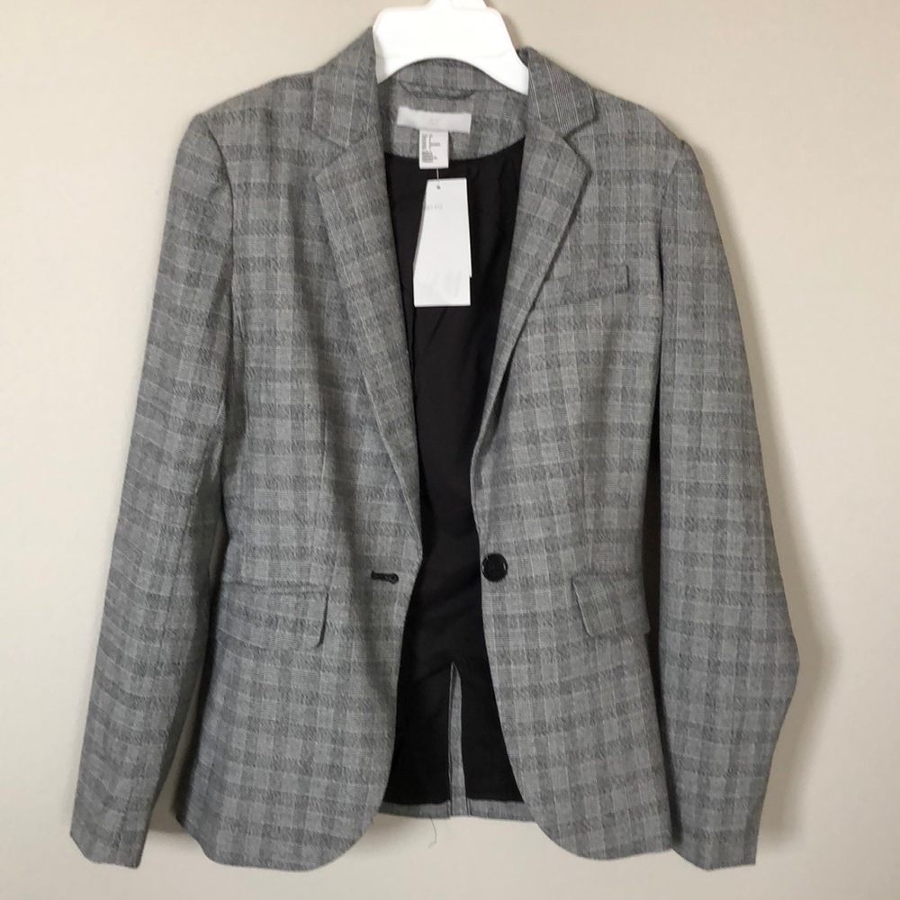 H&M gray checkered blazer